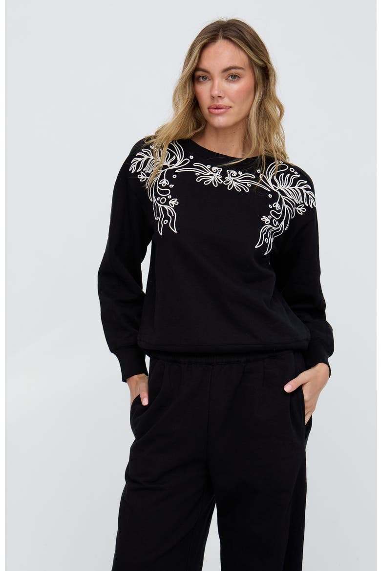 Marmalade Long Sleeves Embroidered Sweatshirt, Alternate, color, Black