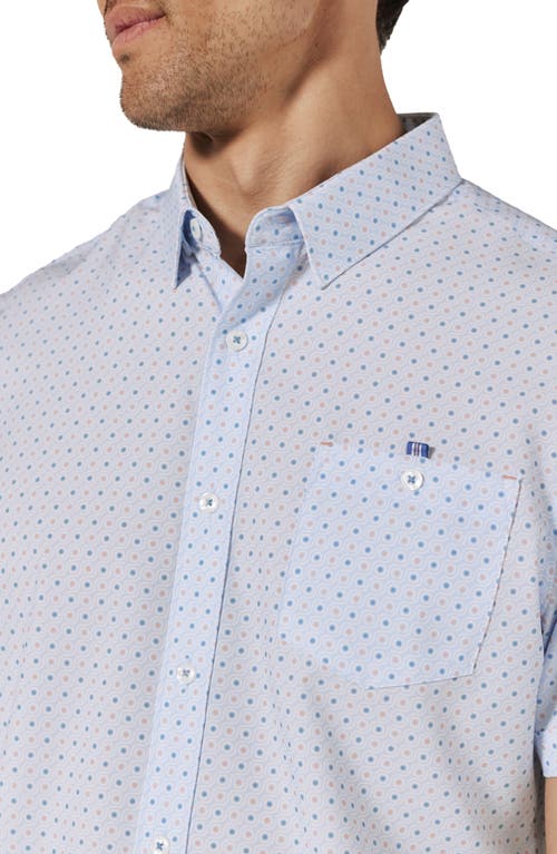 7 Diamonds Colson Medallion Print Short Sleeve Performance Button-up Shirt