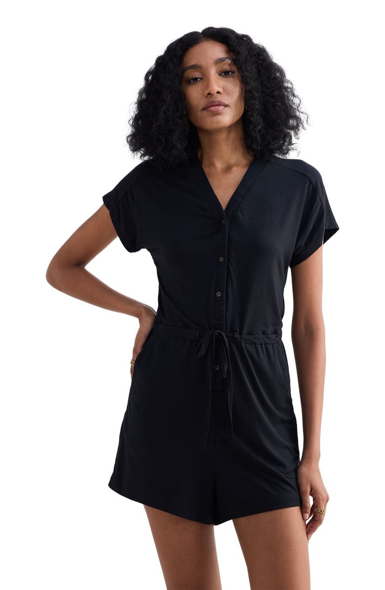 Reistor V neck Drawstring Knit Romper, Alternate, color,