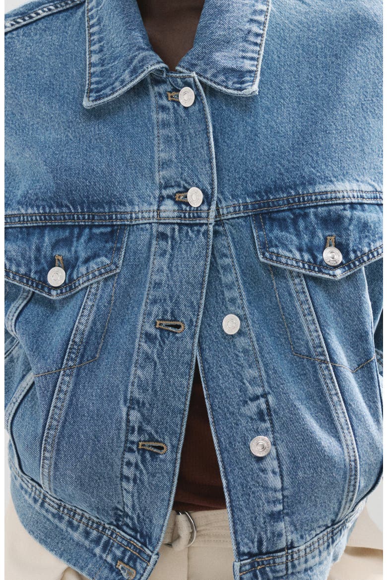 Oversize Crop Denim Jacket, Alternate, color, MEDIUM BLUE