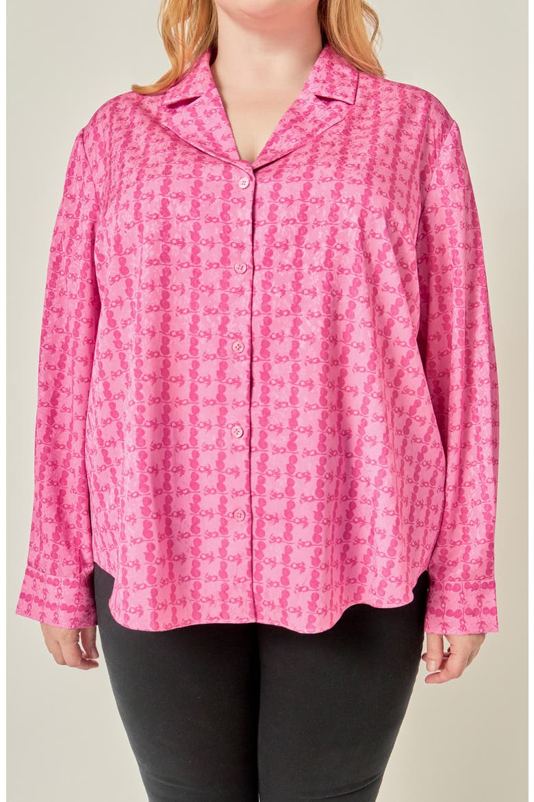 Floral Printed Satin Shirt, Main, color, PINK