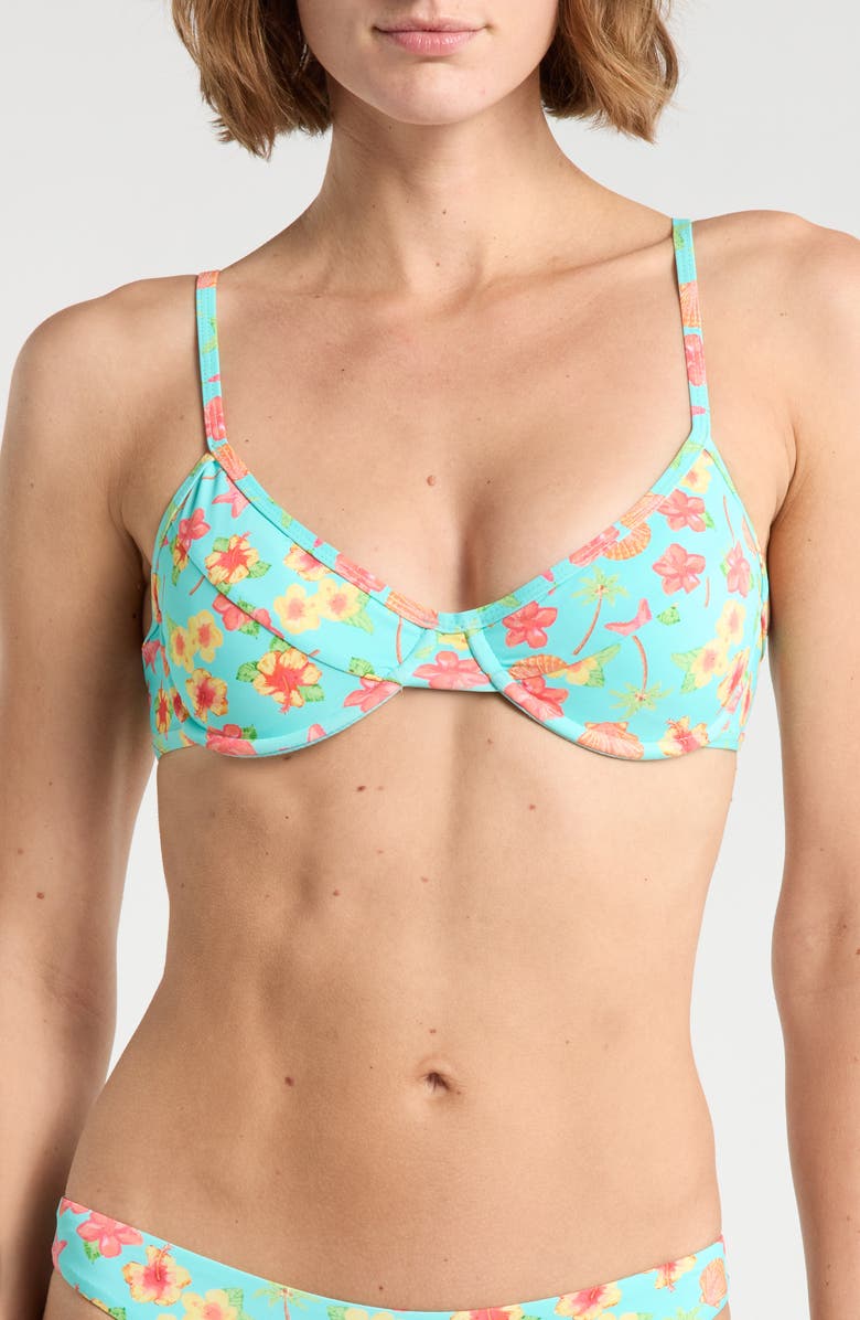 Dippin Daisys West Coast Underwire Bikini Top, Main, color, Ocean Hibiscus