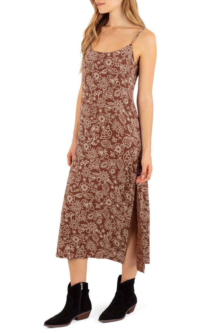 Floral Midi Dress, Alternate, color, CAPPUCINO