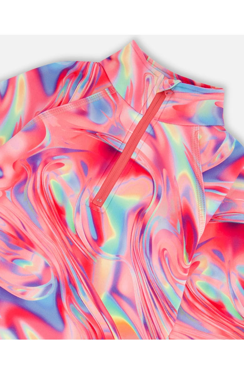 Deux par Deux Little Girl's Two Piece Thermal Underwear Set Printed Marble, Alternate, color, 