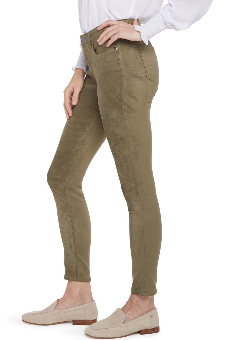 Ami Faux Suede Ankle Skinny Pants, Alternate, color, MOSS