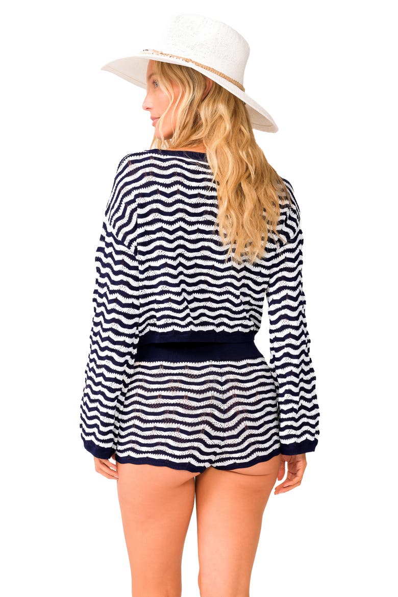 Luna Stripe Cover-Up Shorts, Alternate, color, PISCES