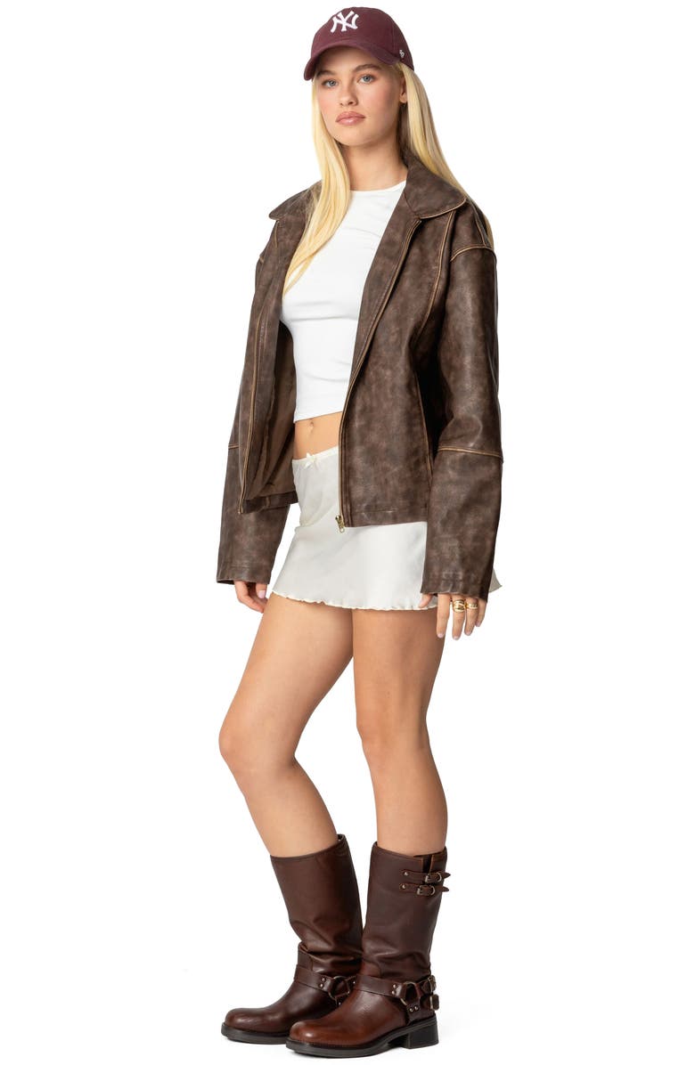 EDIKTED Bexley Satin Miniskirt, Alternate, color, White