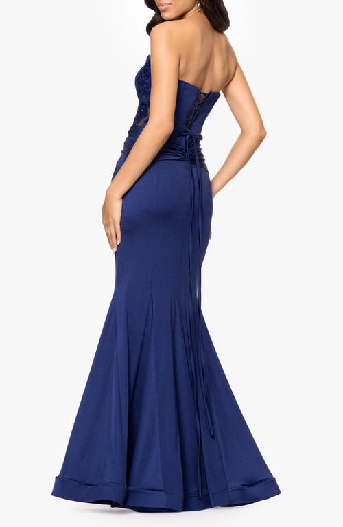 Blondie Nites Sequin Strapless Trumpet Gown In Blue