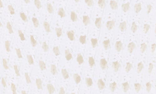 Design History Crochet Short Sleeve Button-up Sweater In White