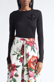 Dolce&Gabbana Floral Appliqué Silk Sweater