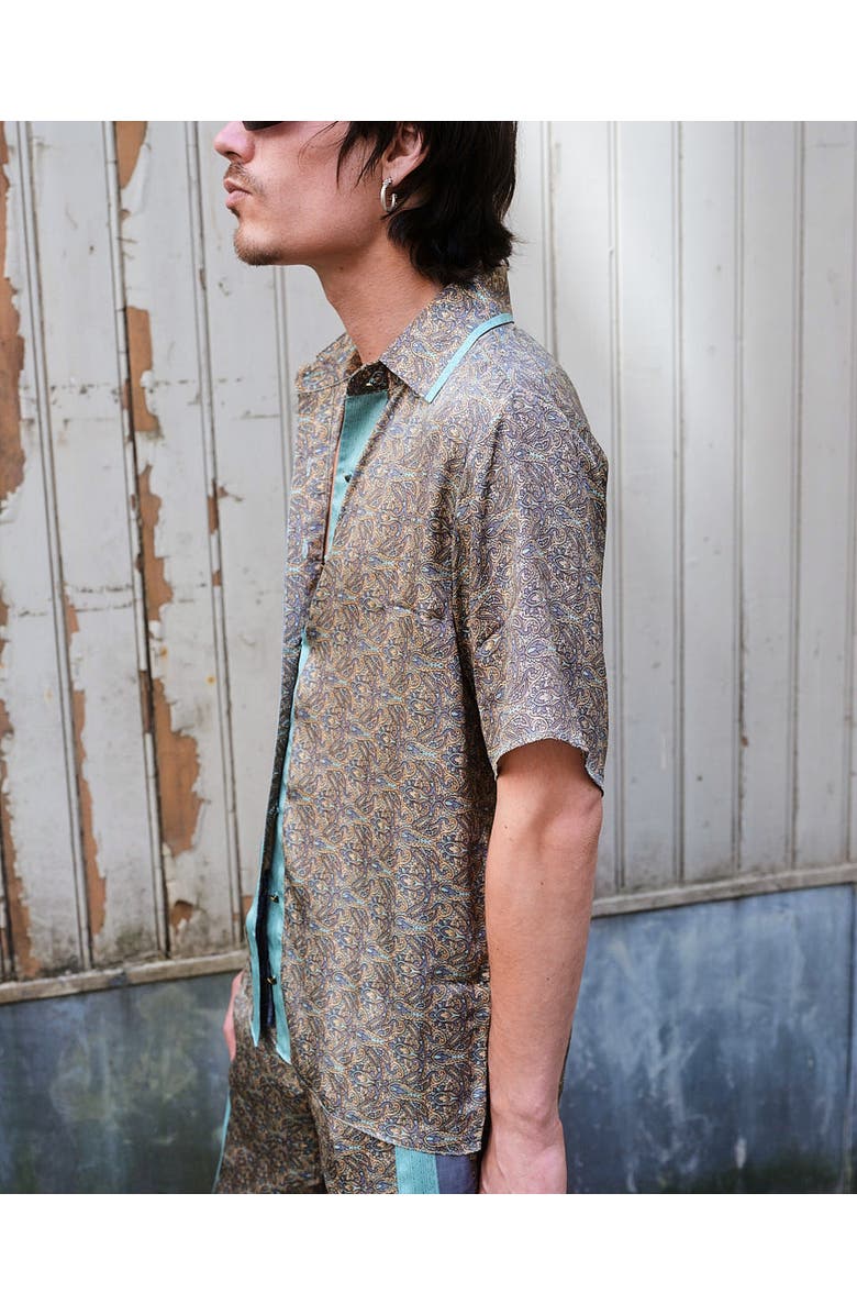 Monzlapur Paisley Motif Short Sleeve Shirt, Alternate, color, Mint