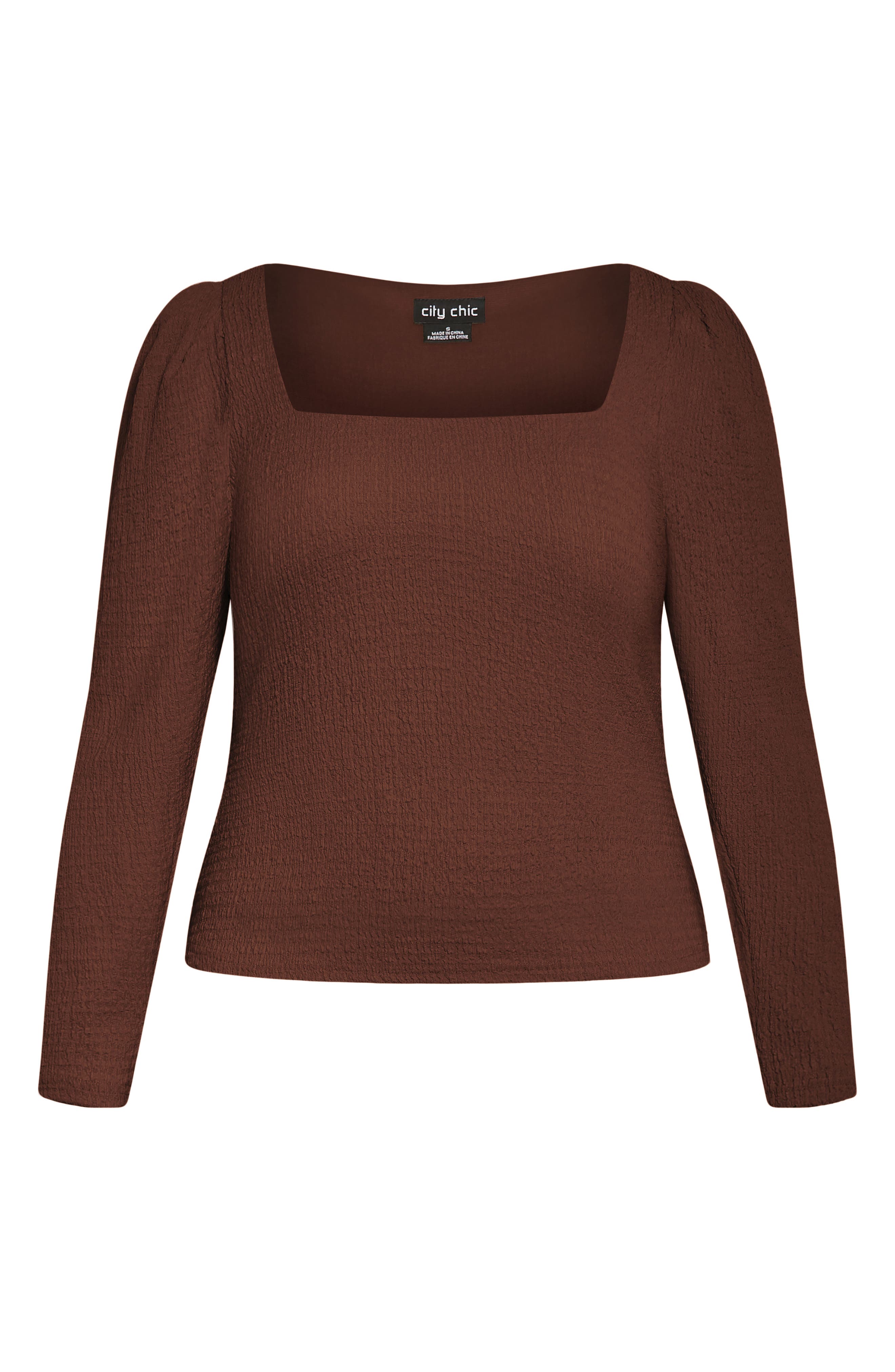 City Chic Jacqueline Texture Top In Brown
