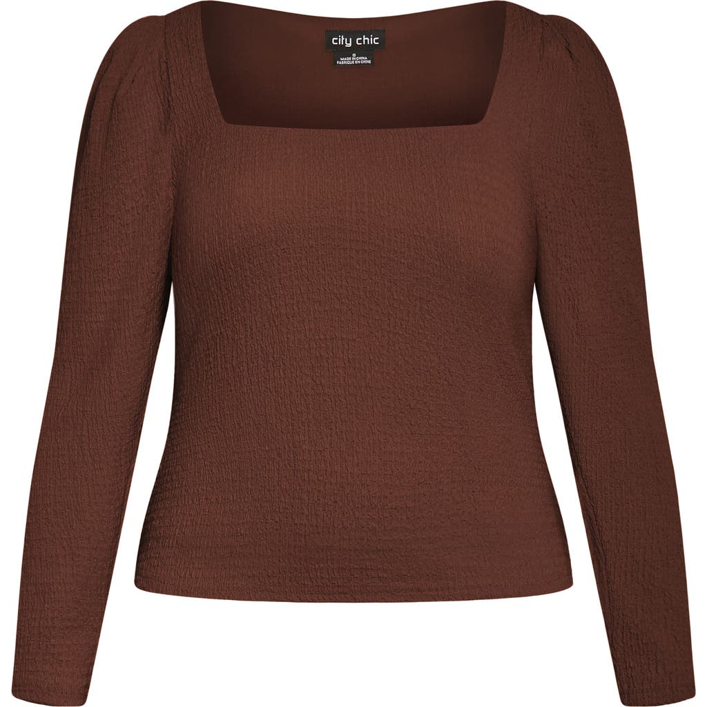 City Chic Jacqueline Texture Top In Brown