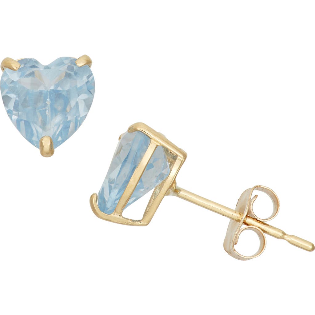 Fzn 10k Gold Aquamarine Heart Stud Earrings