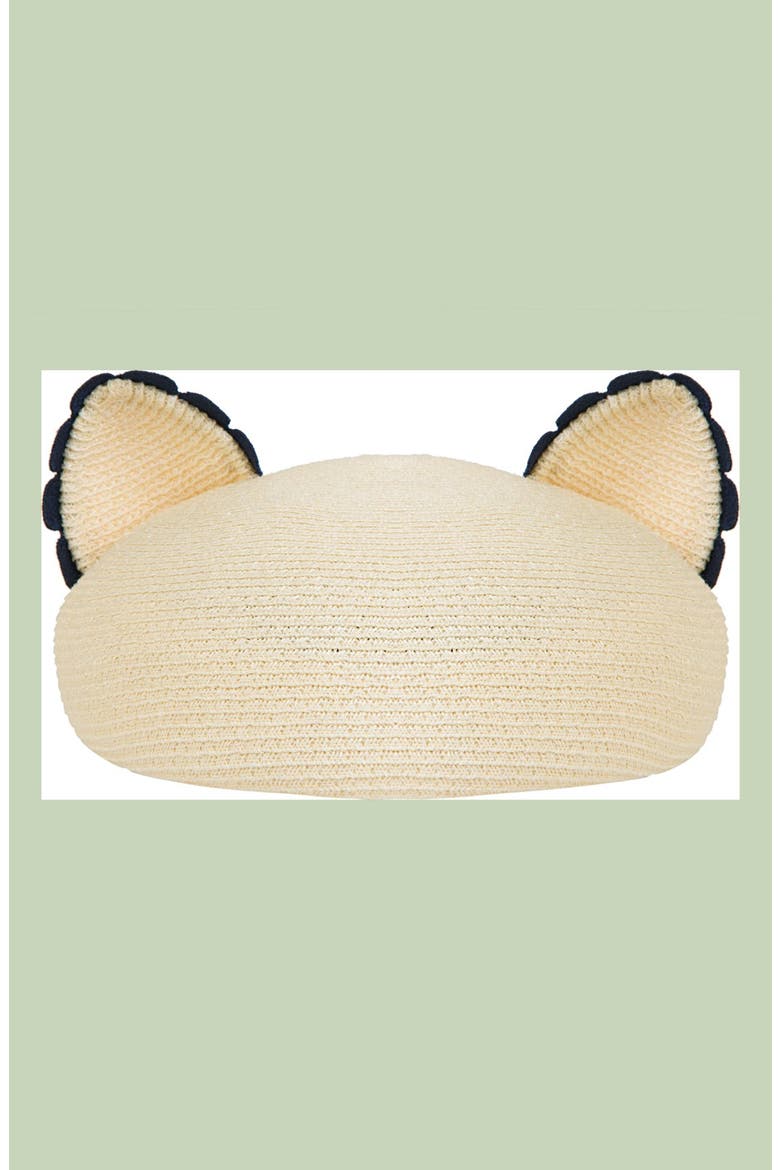 'Caterina' Cat Ear Beret, Alternate, color, IVORY