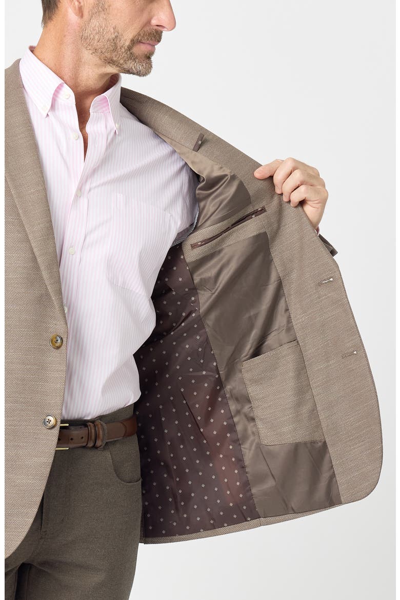 Herringbone Slim Fit Sport Coat, Alternate, color, COFFEE