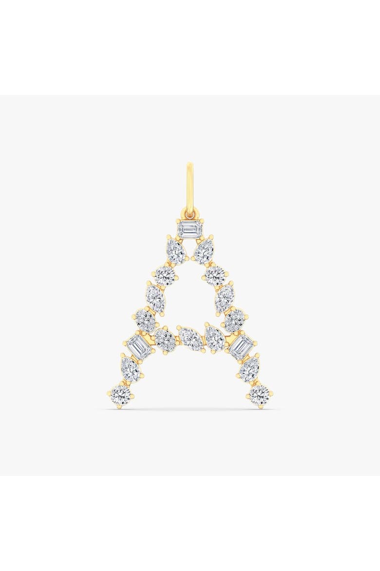 Multi-Shape Letter "A" Lab Diamond Charm in 14K, Main, color, Yellow Gold