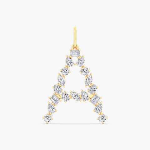 Multi-Shape Letter "A" Lab Diamond Charm in 14K