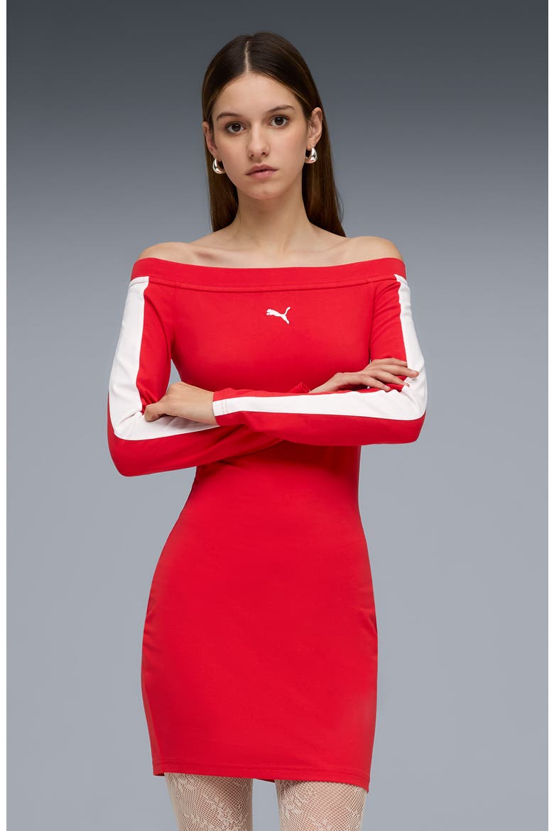 T7 Off the Shoulder Bodycon Dress, Alternate, color, FOR ALL TIME RED