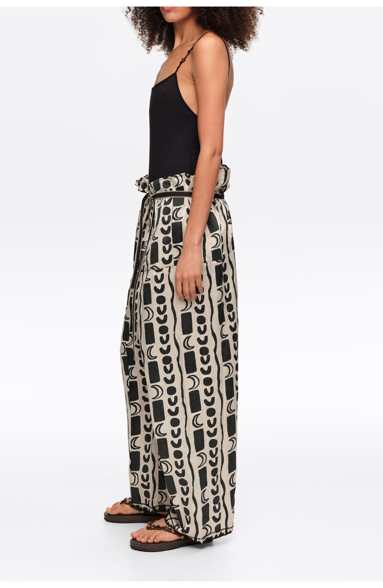 Bimba y Lola Fluid Square-Fit Trousers With Moon Stripes, Alternate, color, Moon Stripes White