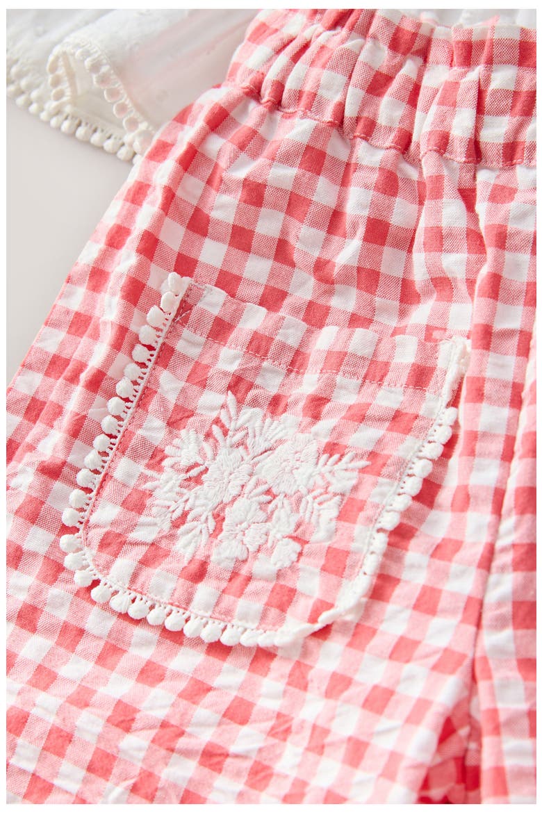 Kids' Embroidered Peplum Tank & Gingham Pants Set, Alternate, color, RED