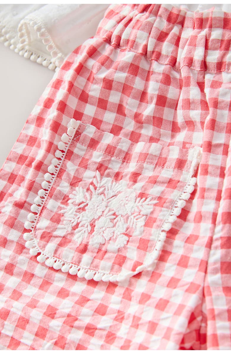 NEXT Kids' Embroidered Peplum Tank & Gingham Pants Set, Alternate, color, Red