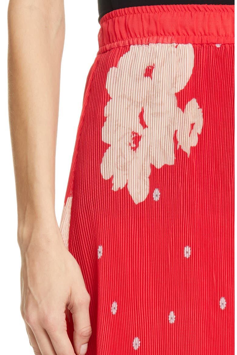 Floral Plissé Pleated Georgette Skirt, Alternate, color, LOLLIPOP