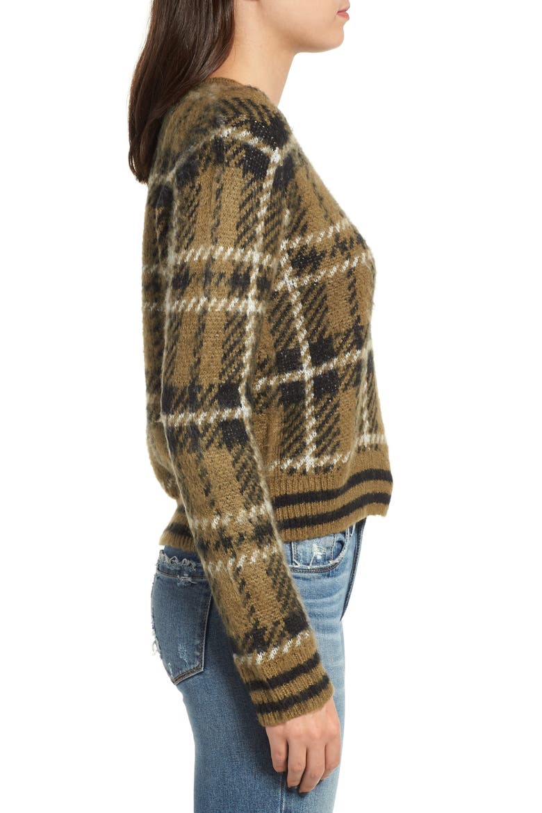 Plaid Sweater, Alternate, color, OLIVE ITALY BRUSHED PLAID