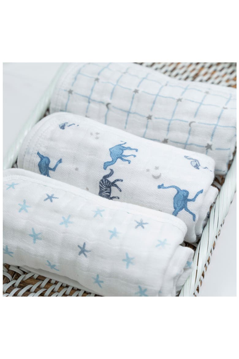 3-Pack Assorted Cotton Muslin Washcloth Set, Alternate, color, MAP THE STARS GREY