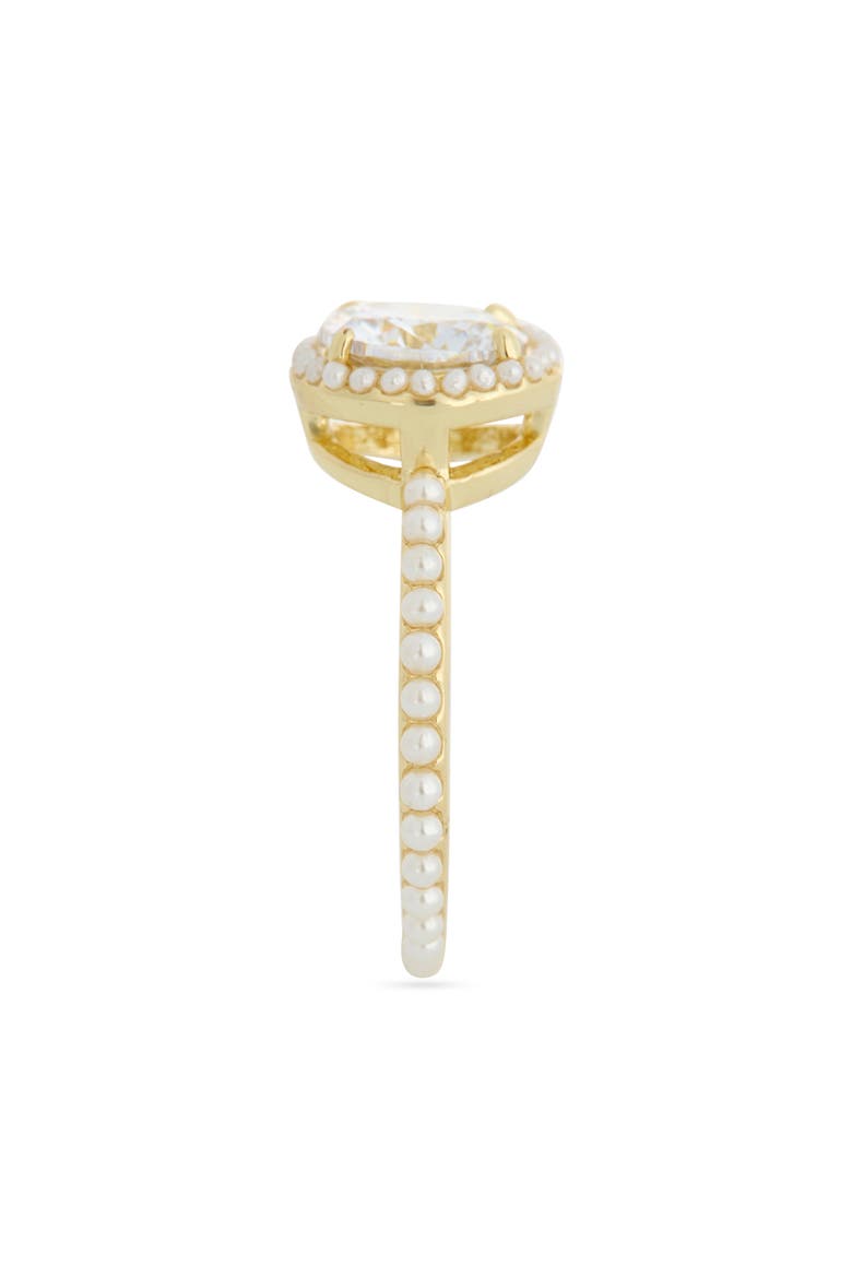 Micro Faux Pearl Halo Promise Ring, Alternate, color, GOLD