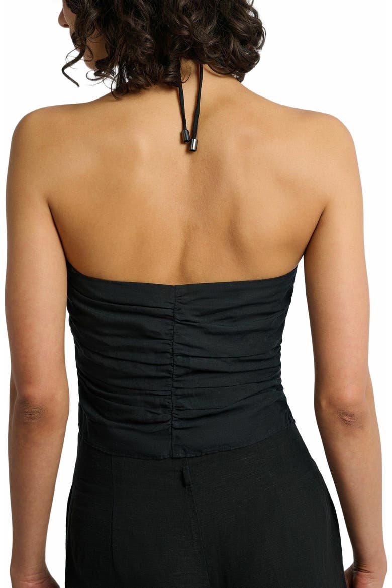 Air Linen Asymmetrical Halter Top, Alternate, color, BLACK