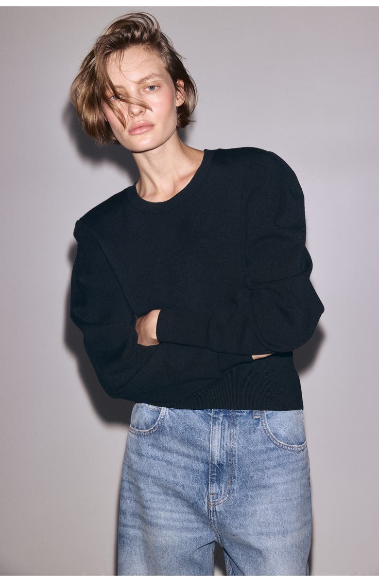 H&M Shoulder-pad Top, Alternate, color, Dark Green