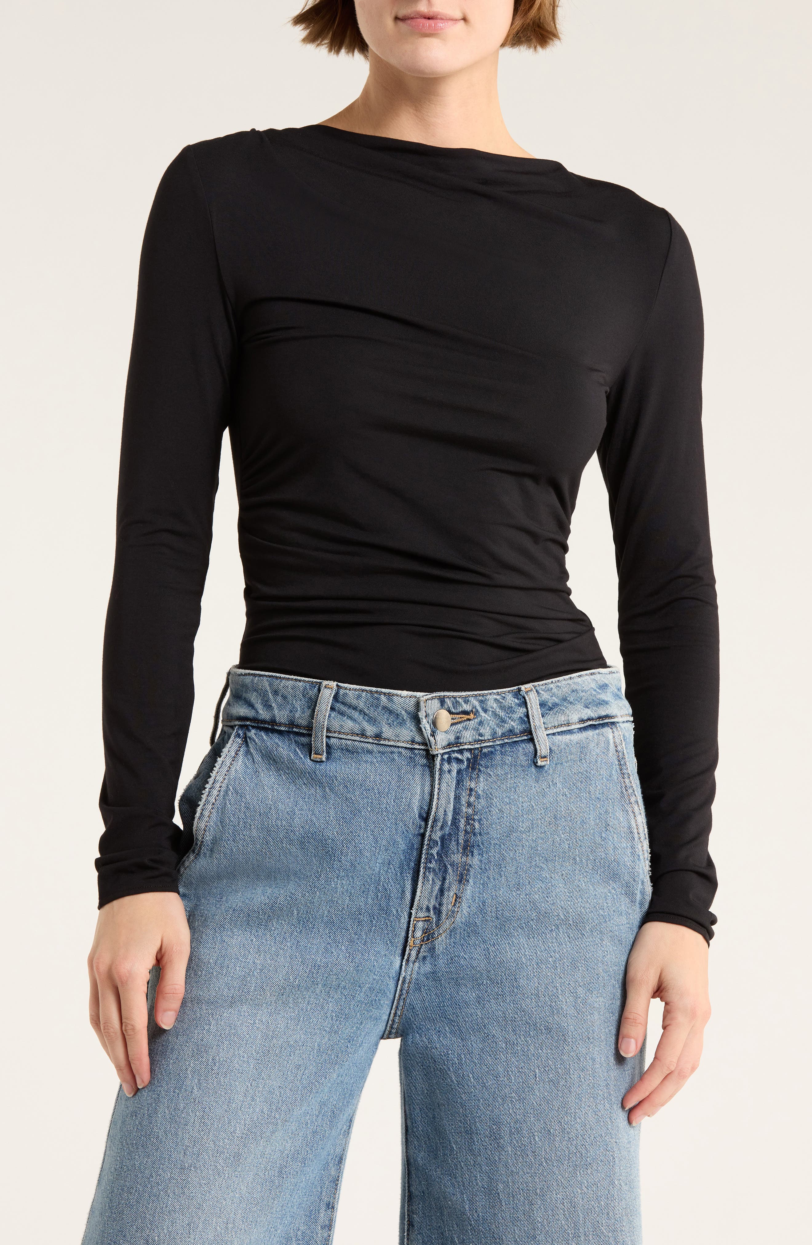 rag & bone Luca Long Sleeve Shirred T-Shirt