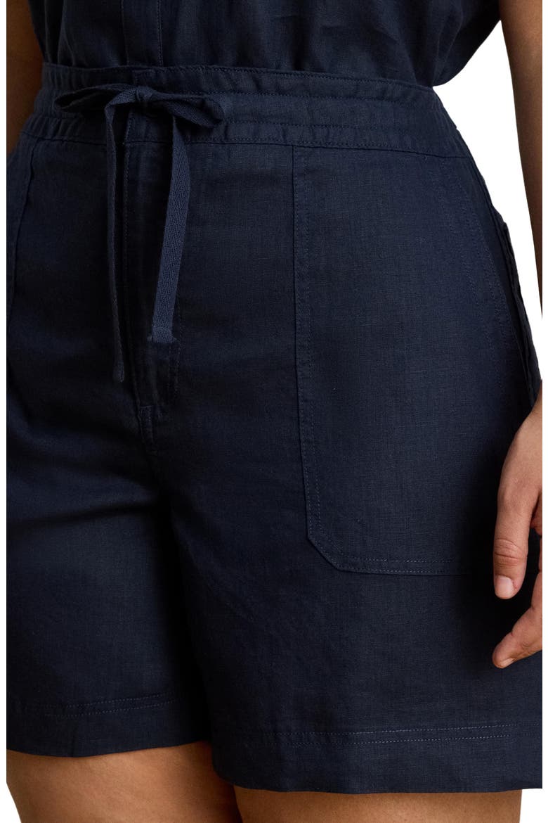 Linen Drawstring Shorts, Alternate, color, LAUREN NAVY BLUE