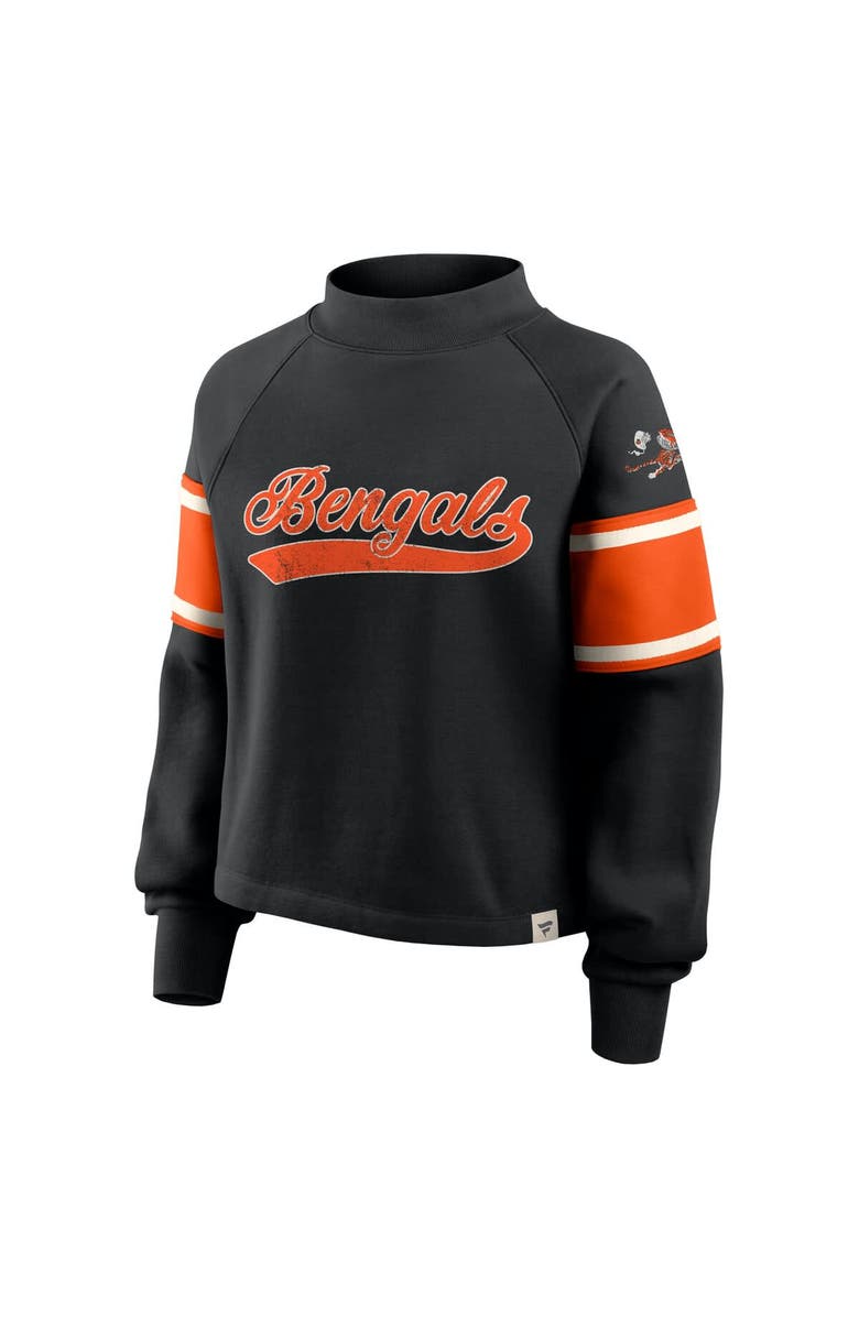 FANATICS Women's Fanatics Black Cincinnati Bengals Oversized Hometown Toss Sweep Mock Neck Pullover, Alternate, color, Black