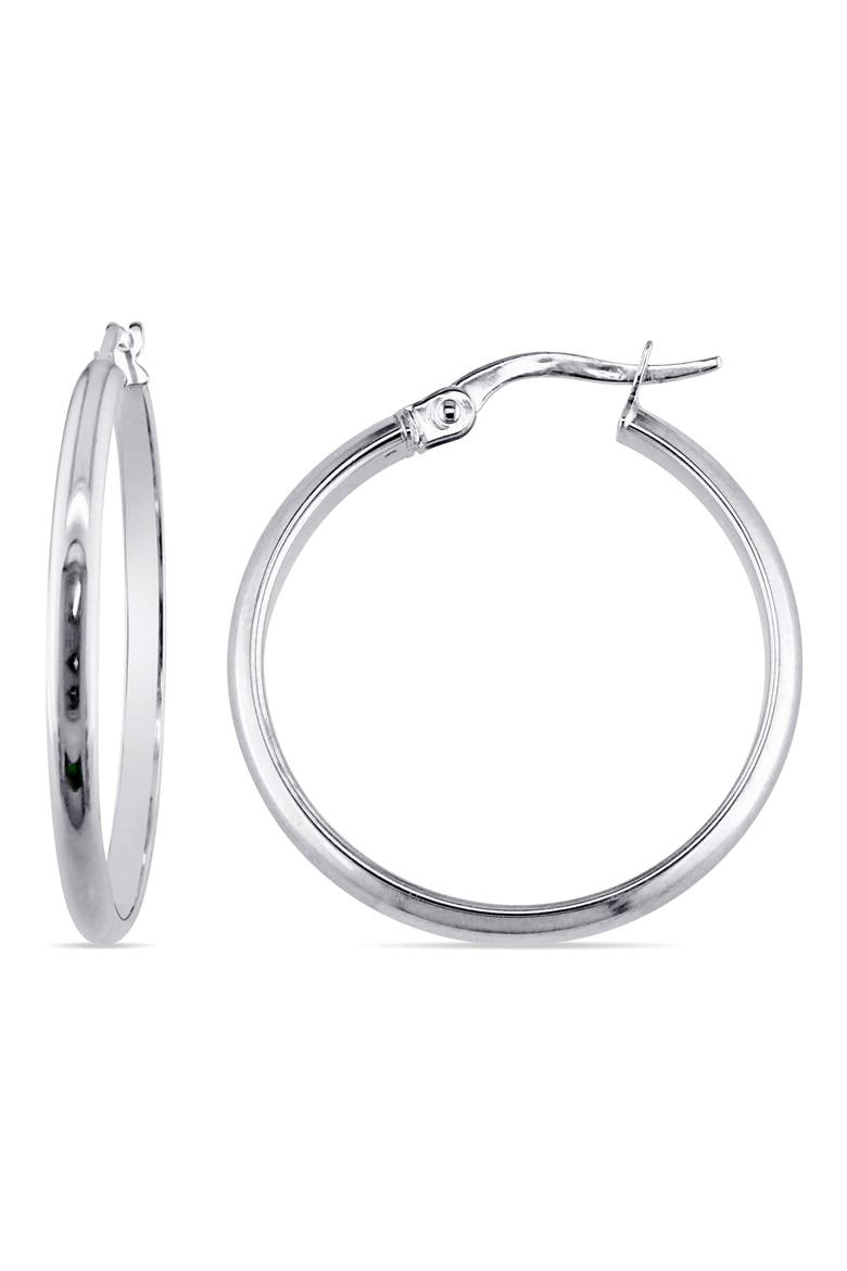25mm Hoop Earrings, Main, color, WHITE GOLD