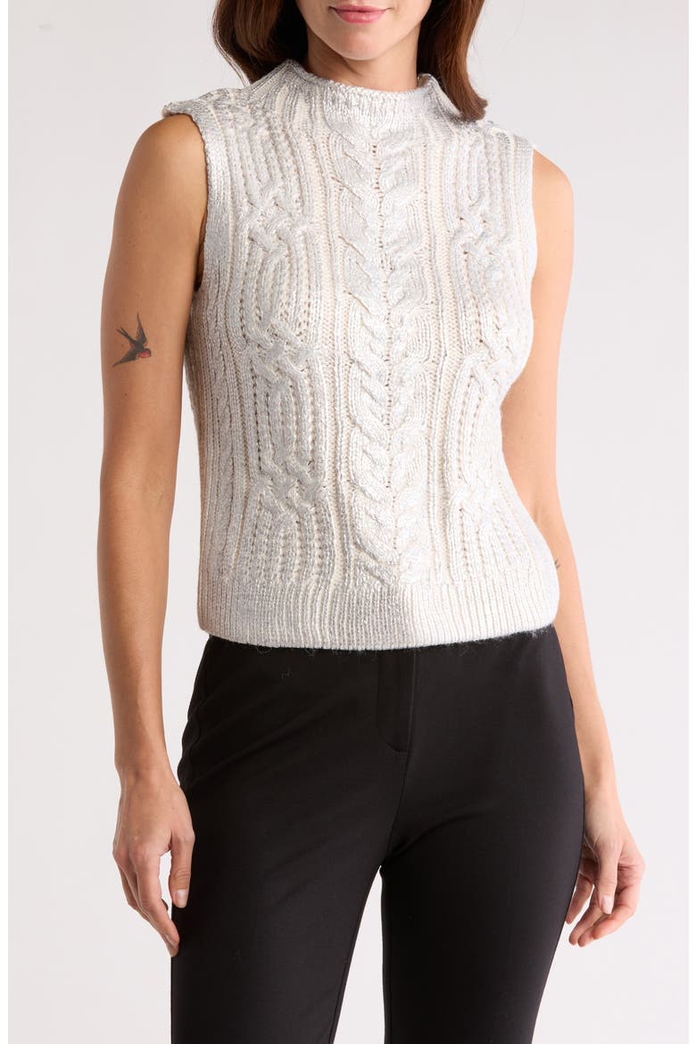 Metallic Sweater Vest, Main, color, ANTIQUE WHITE