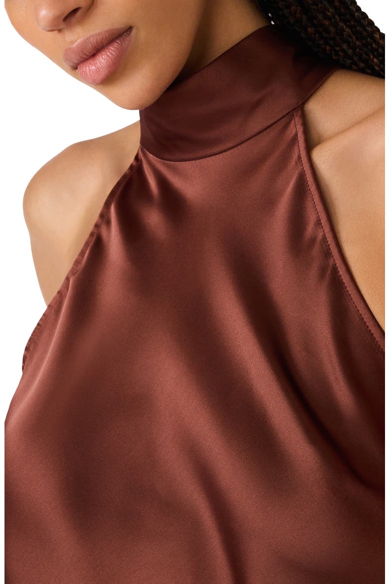 Lara Satin Bias Cut Maxi Dress, Alternate, color, CINNAMON