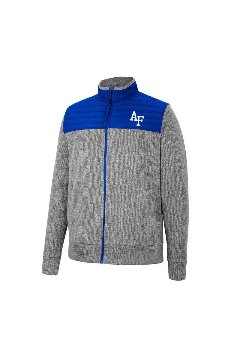 COLOSSEUM Men's Colosseum Gray/Royal Air Force Falcons Putter Herringbone Full-Zip Jacket, Alternate, color, Gray