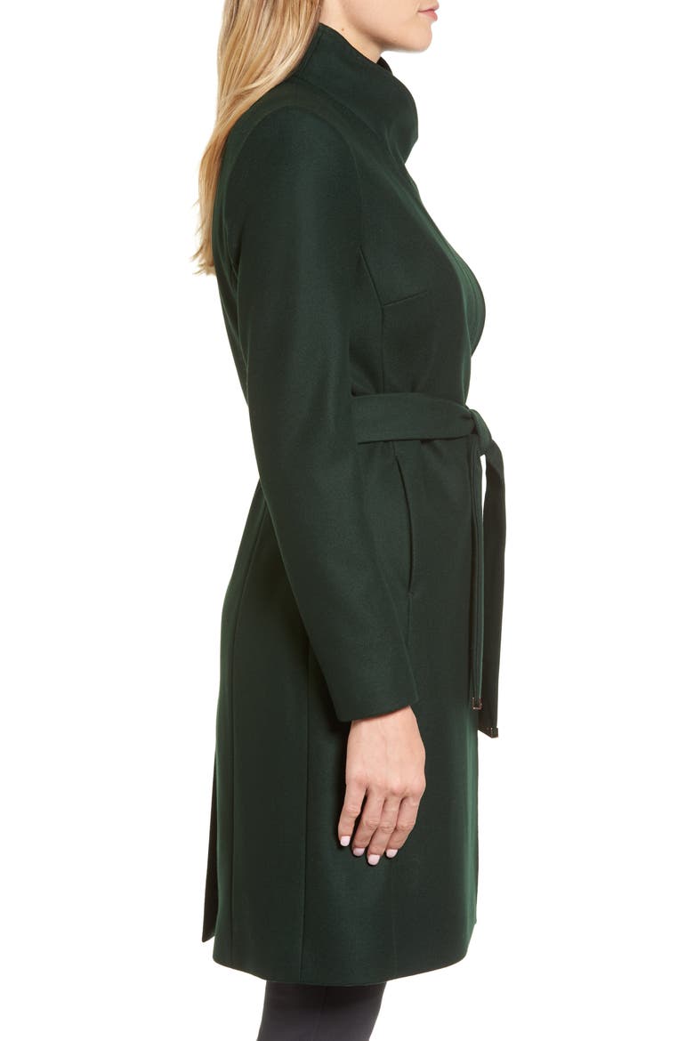 Wool Blend Long Wrap Coat, Alternate, color, DARK GREEN