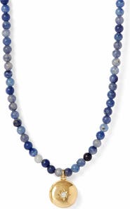 Astley Clarke Gold Mini Biography Blue Aventurine Locket Necklace
