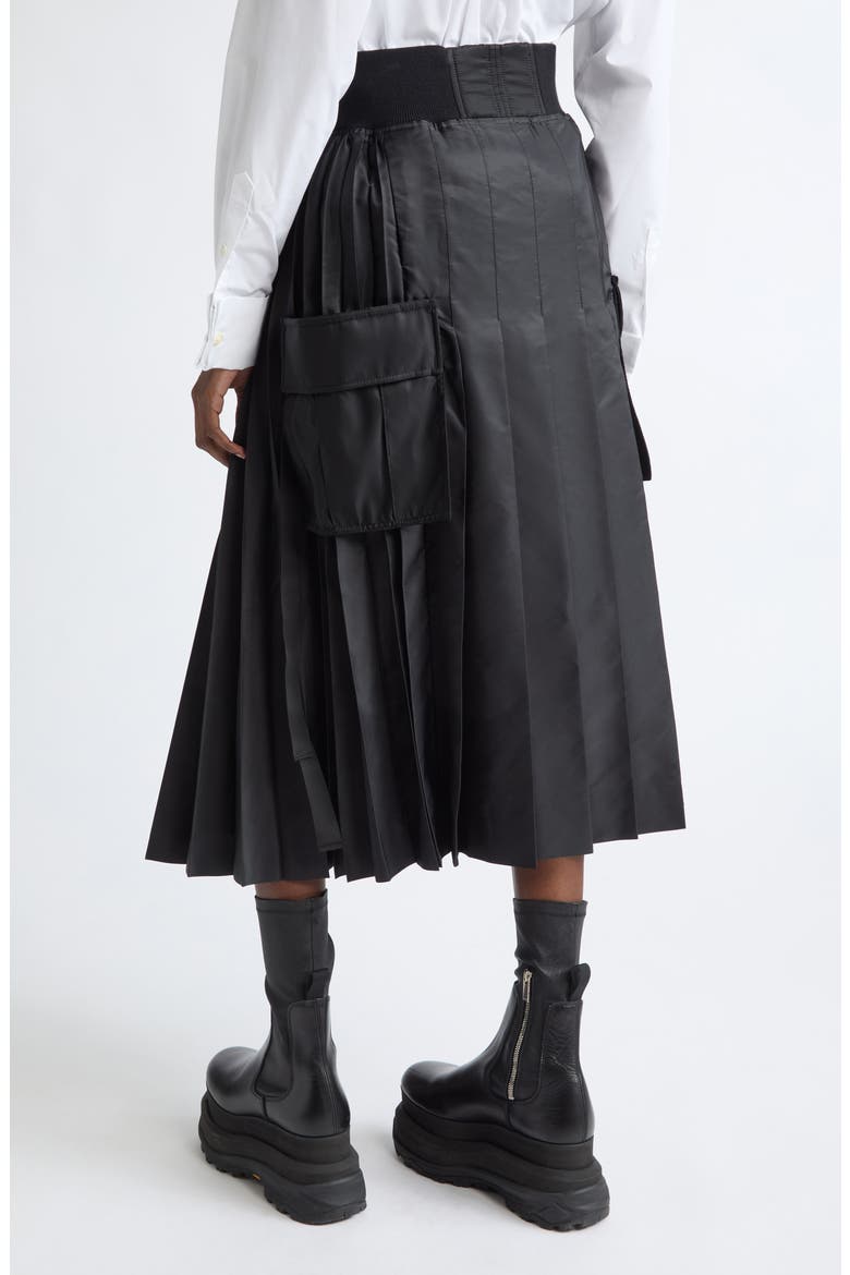 Pleated Cargo Midi Skirt, Alternate, color, BLACK