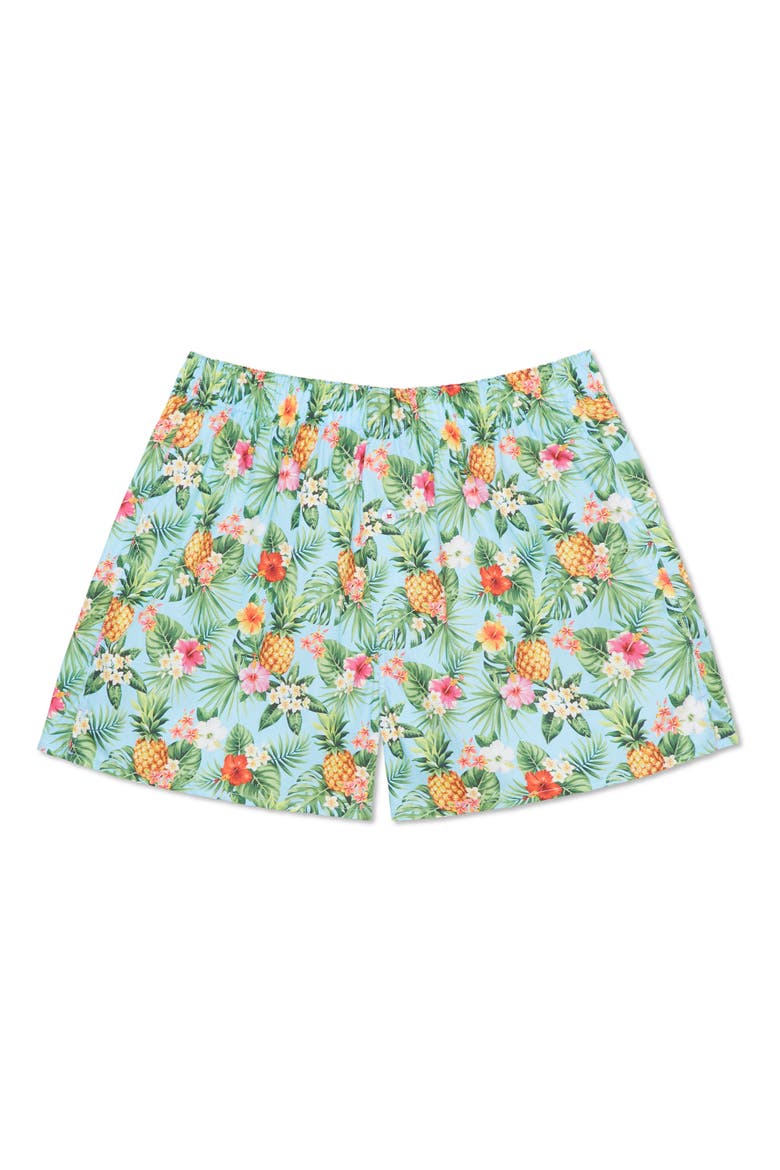 Organic Cotton Oahu Hawaiian Print Boxer Short, Main, color, LT. BLUE