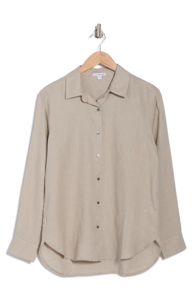 James Perse Linen Button-Up Shirt, Alternate, color, Mineral