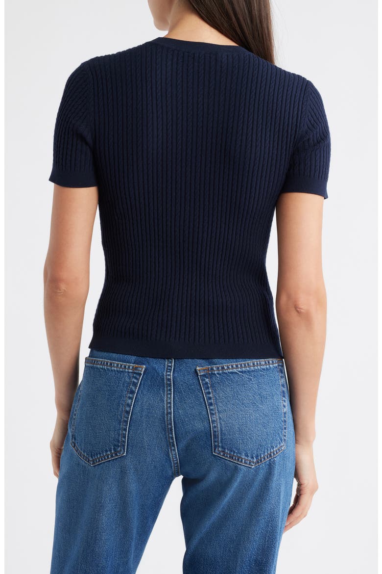 The Fine Cable Knit Top, Alternate, color, NAVY
