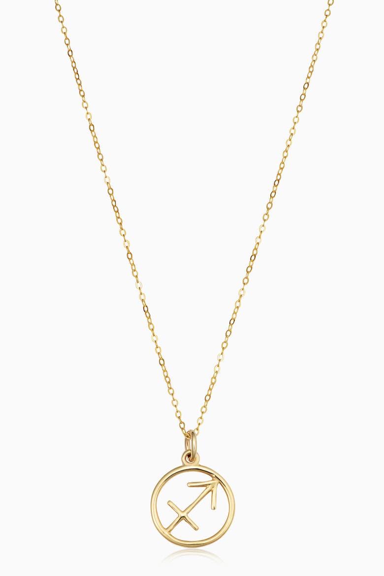 14K Gold Zodiac Pendant Necklace, Main, color, Sagittarius