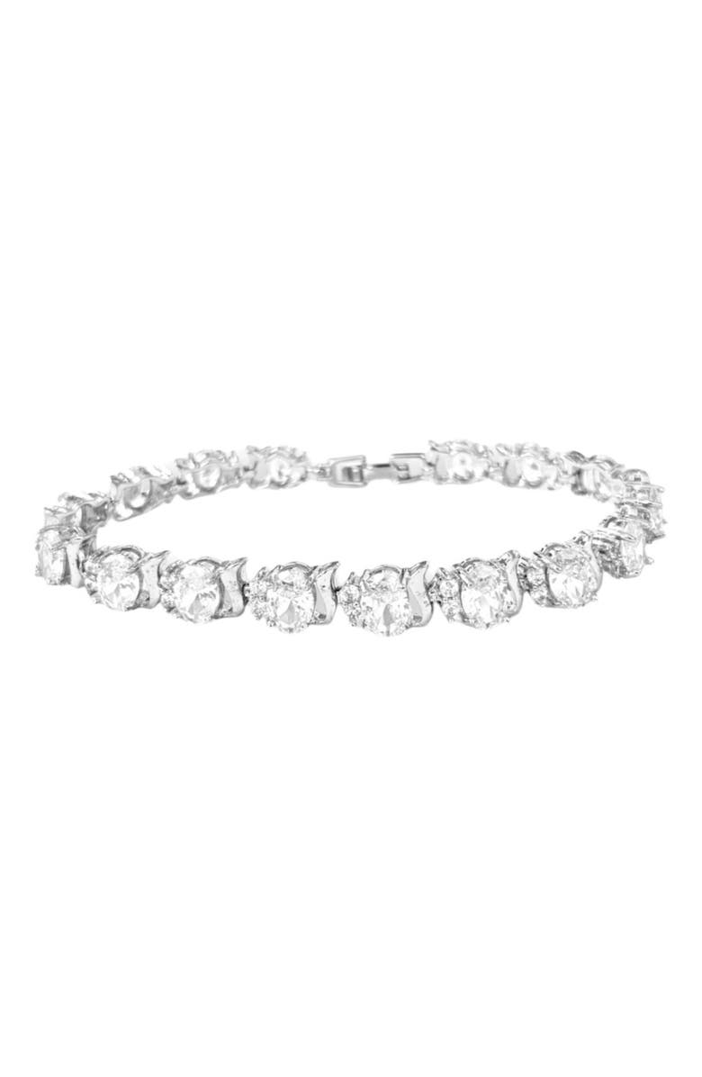 DLORIA Cubic Zirconia Tennis Bracelet with AAA+ Cubic Zirconia Oval and Round Cut, Alternate, color, 