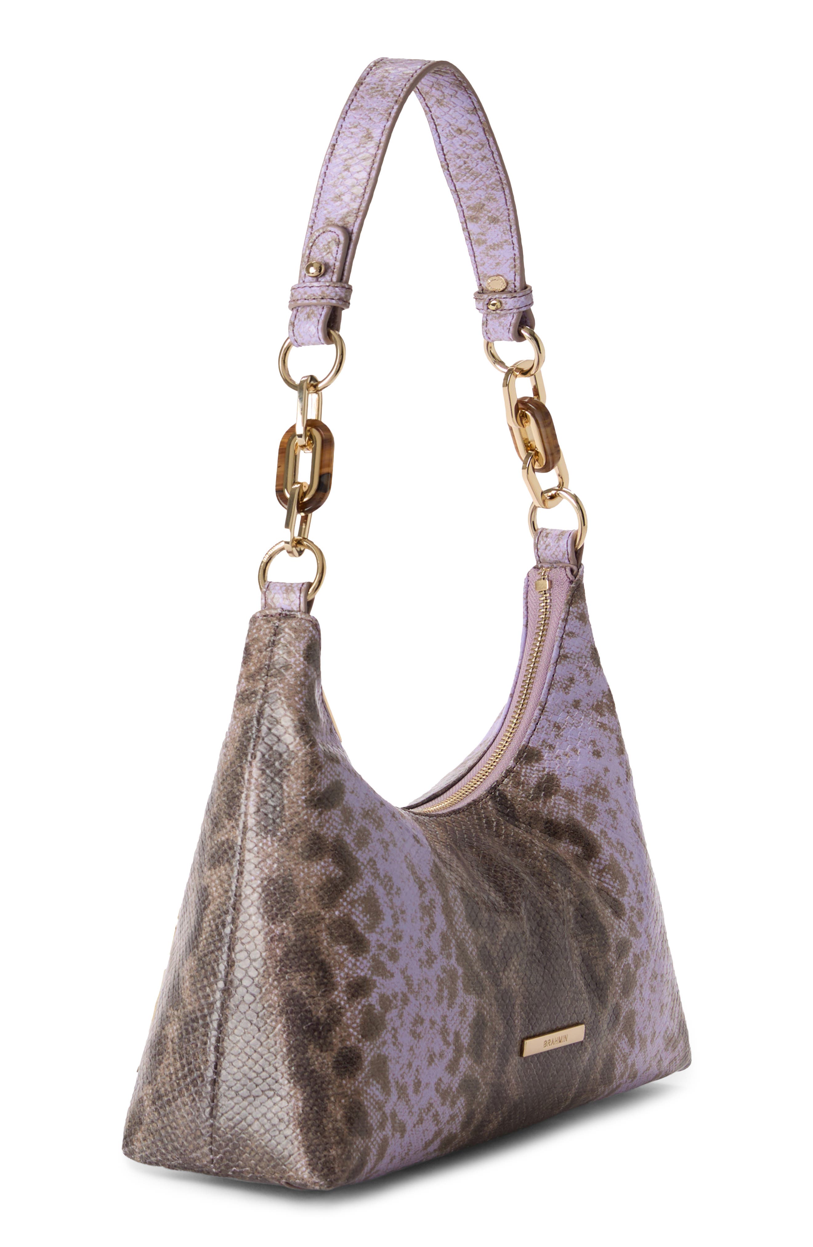 Brahmin Olivia Croc Embossed Leather Shoulder Bag, Alternate, color, Sheer Lavender