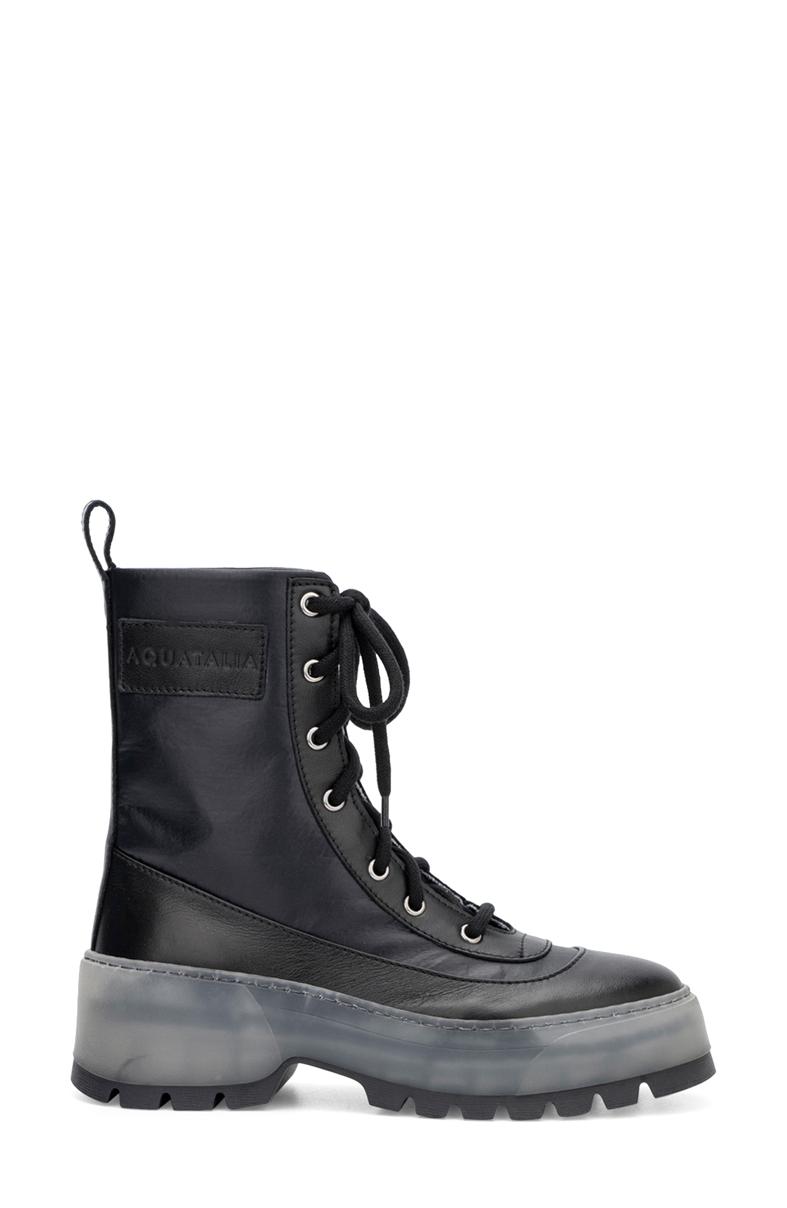 Aquatalia Aisa Weatherproof Combat Boot, Alternate, color, Black