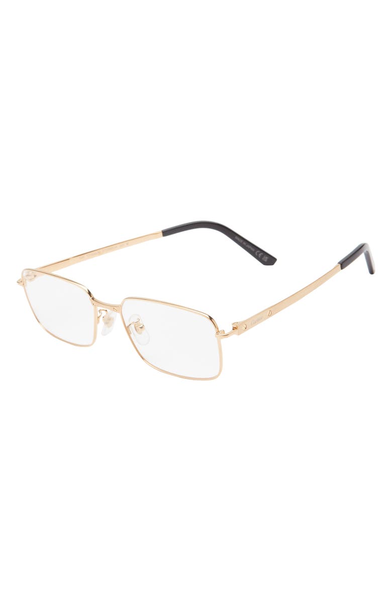 Cartier 55mm Rectangular Optical Glasses, Alternate, color, Gold